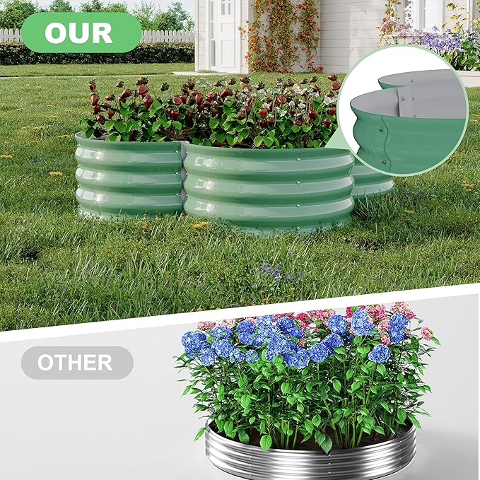 GarveeLife 2-Pack Galvanized Raised Garden Bed – Rust-Resistant Petal-Shaped - Image 3