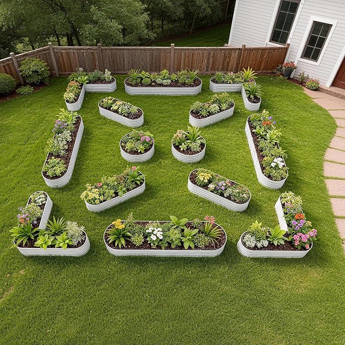 A ANLEOLIFE Set of 14, 18 Inch Tall Raised Garden Beds Kit, Heart-Shaped - Image 3