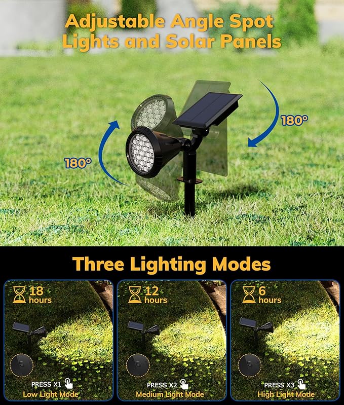 Solar Spot Lights for Outside, 21 LED Outdoor Solar Lights for Yard, 4 Pack - Image 6