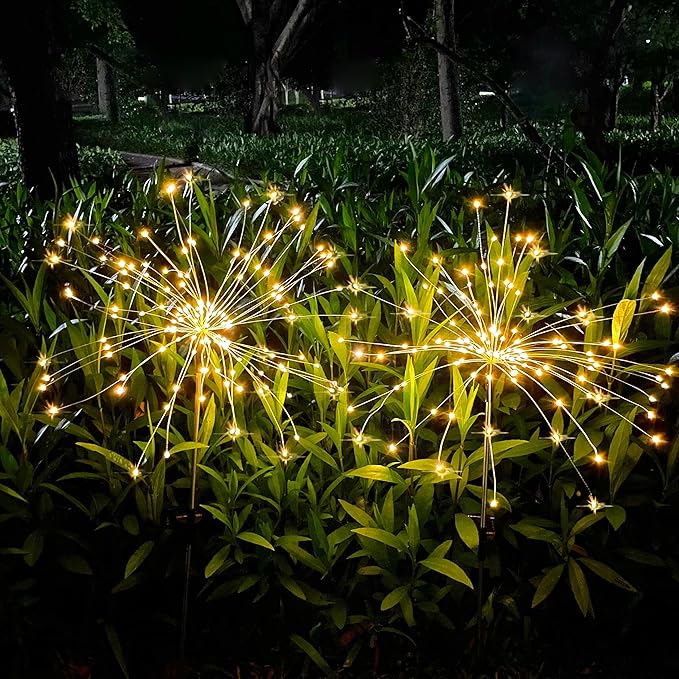 JJGoo Solar Firework Lights, 2 Pack 180 LEDs 2 Lighting Modes Solar Lights - Image 4