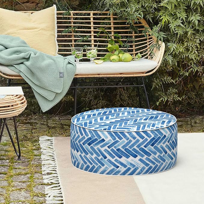 LVTXIII Indoor/Outdoor Inflatable Ottoman, All Weather Round Footrest Stool - Image 8