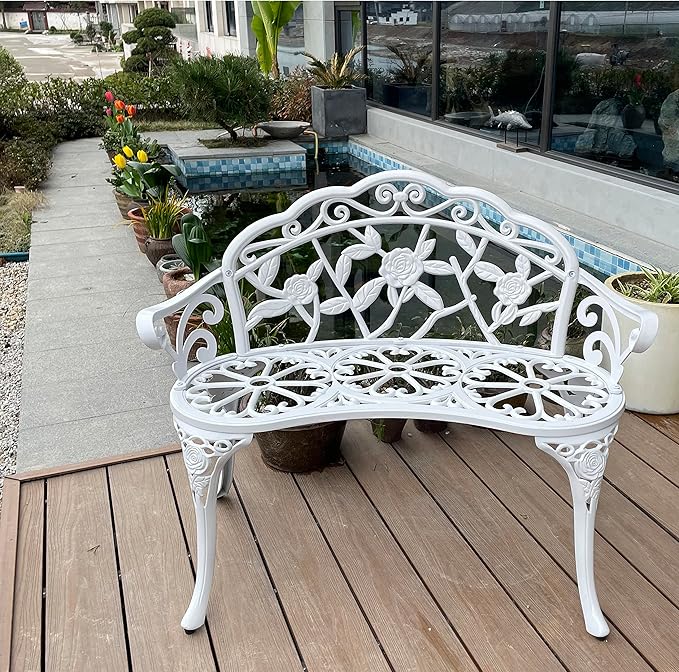 Mandolin Outdoor Benc Park Garden Chair, All Chair Anti Rust Cast Aluminum - Image 6