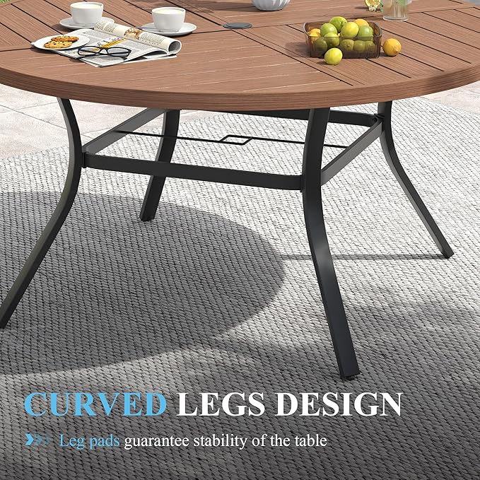 VICLLAX Patio Table and Chair Set of 6, All Weather Metal Round Outdoor Dining - Image 6