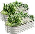 4x2x1ft-2pcs-Oval Raised Garden Bed Kit, Galvanized Planter Garden Boxes Outdoor by kingddeergardenbed