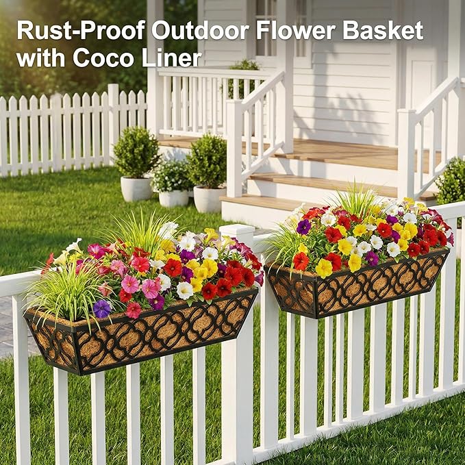 HFHOME 4 Pcs 30" Window Box Deck Railing Planter - Image 3