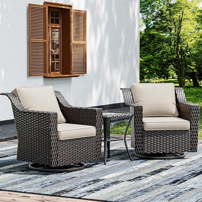 Joyside Wicker Patio Furniture Sets, 3 Pieces Upgraded Large Size Outdoor by Joyside