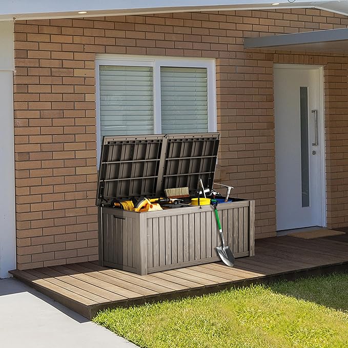 TARKARI 180 Gallon Lockable Resin Deck Box, Waterproof & UV-Resistant Outdoor - Image 4