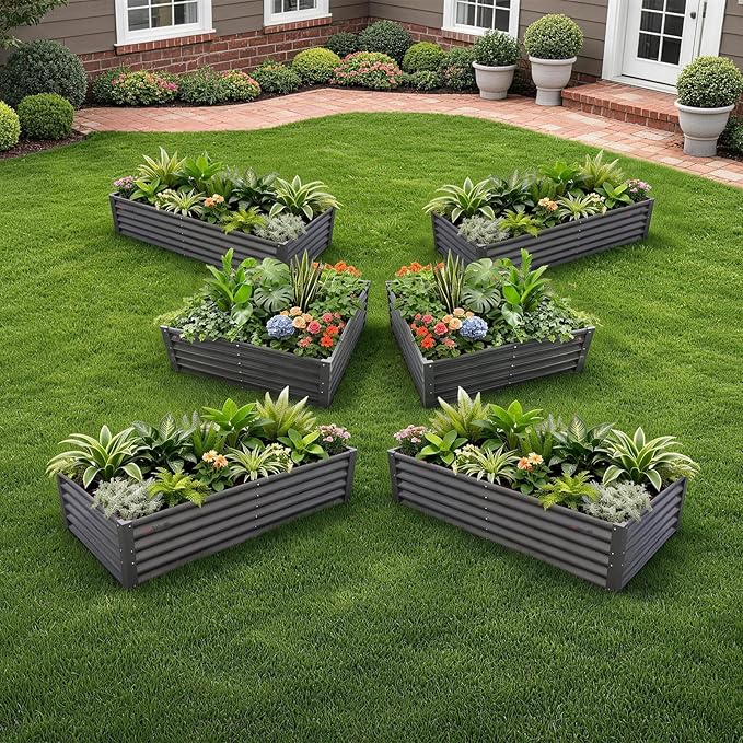A ANLEOLIFE Set of 6, 18 Inch Tall Quartz Grey Raised Garden Beds Kit, - Image 3