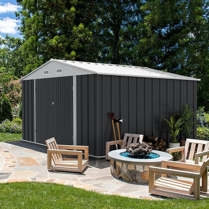 Devoko 10 x 8 FT Outdoor Storage Shed, Metal Garden Sheds & Outdoor Storage - Image 2