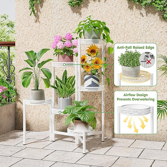 6 Tier Metal Plant Stand, 6 Potted Multiple Flower Pot Holder Shelf, - Image 4