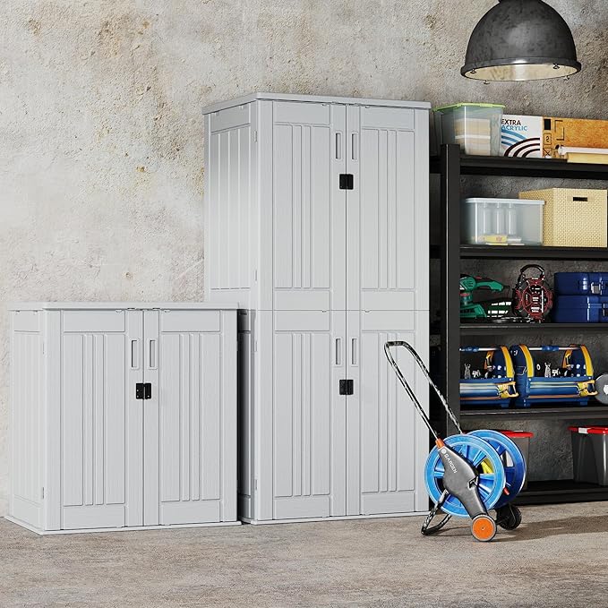 EHHLY Heavy Duty Small Storage Cabinet Outdoor Weatherproof, 14 Cuft Garage - Image 6