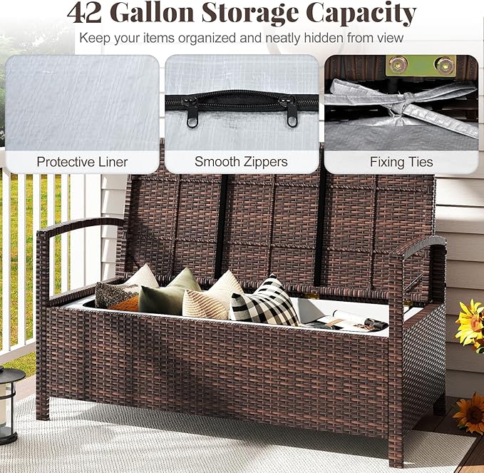 Tangkula 42 Gallon Outdoor Bench - Image 4