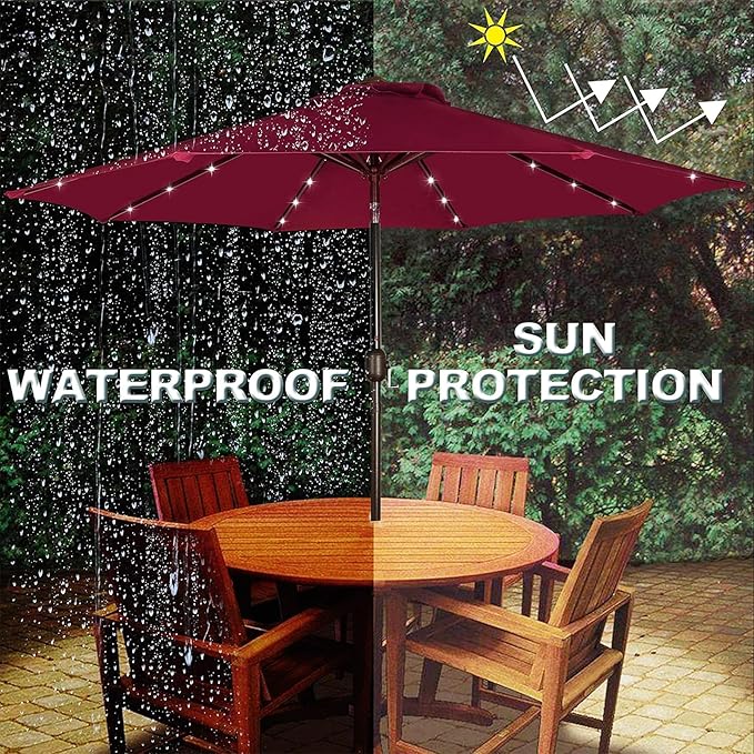 Blissun 9 ft Solar Umbrella, 32 LED Lighted Patio Umbrella, Table Market - Image 5