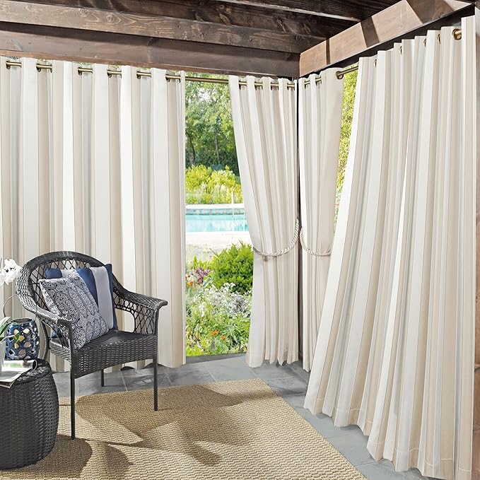 Sun Zero Valencia 2-Pack Cabana Stripe Indoor/Outdoor UV Protectant Energy by SunZero%E2%84%A2
