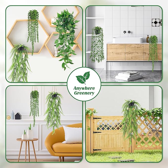 Der Rose 4Pcs Fake Plants Hanging Artificial Ivy Vine Faux Eucalyptus Hanging - Image 5