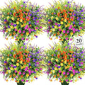 20 Bundles Artificial Flowers for Outdoors Fake Plastic Flowers UV Resistant by Besteek