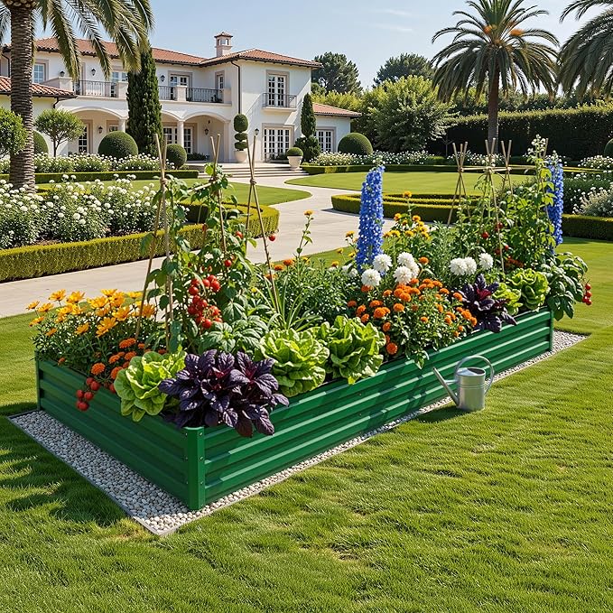 YITAHOME 8x4x1ft 2pcs Large Raised Garden Bed Kit, Galvanized Metal Planter Box - Image 2
