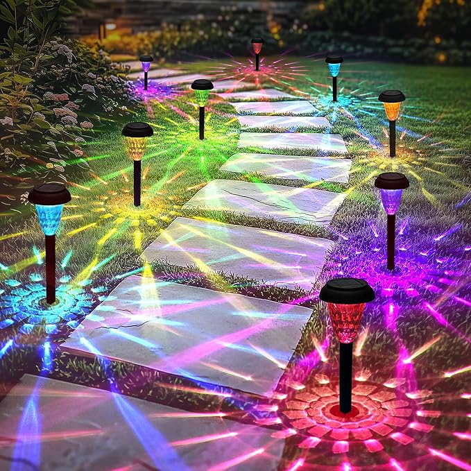 Solar Pathway Lights Outdoor Waterproof 16 Pack Color Changing Garden Light by Tisejoy