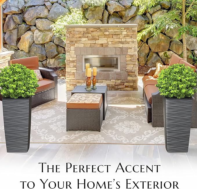 Mueller Janska M-Resin Heavy Duty Tall Planter, Indoor/Outdoor Grande Plant - Image 4