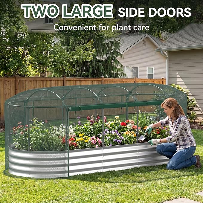 Raised Garden Bed with Sprinkler Timer and Self-Watering System, Oval Raised - Image 6