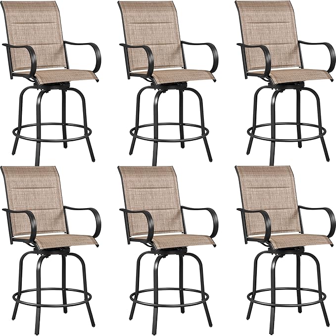 Yaheetech 6 Piece Patio Swivel Bar Stools Texteline Bistro Chairs by Yaheetech