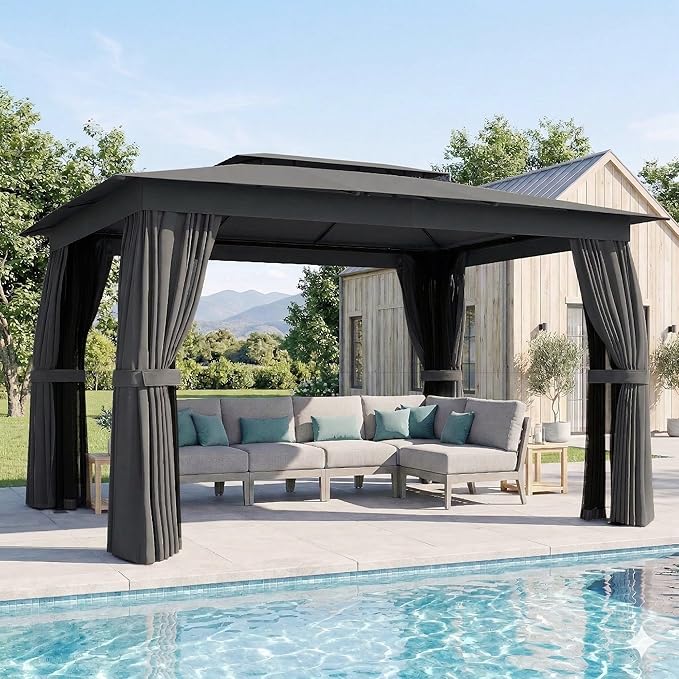 Outsunny 10' x 12' Outdoor Patio Gazebo, Heavy Duty Gazebo Canopy Shelter by Outsunny