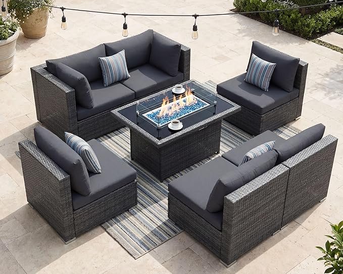 NICESOUL 29.3'' High Back Outdoor Patio Sectional Furniture Sofa Set by NICESOUL