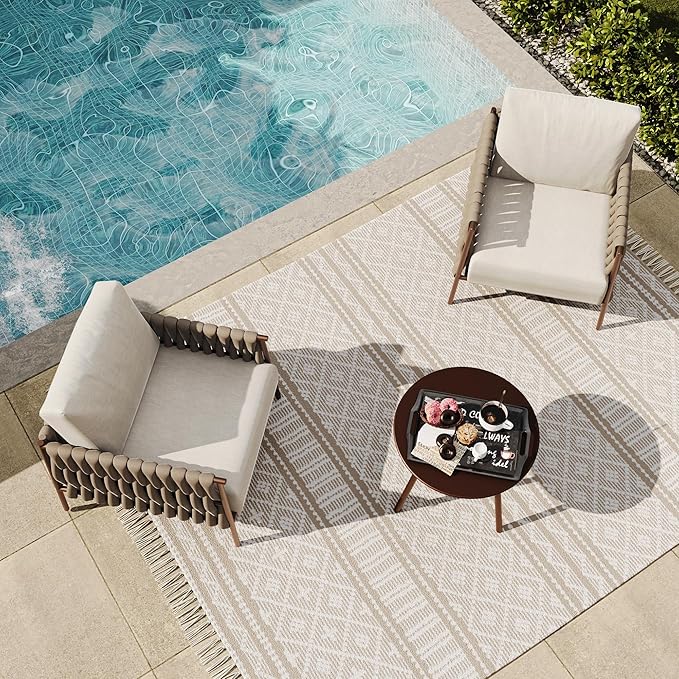 East Oak 3-Piece Patio Furniture Set | Armchairs & Coffee Table | Outdoor - Image 11