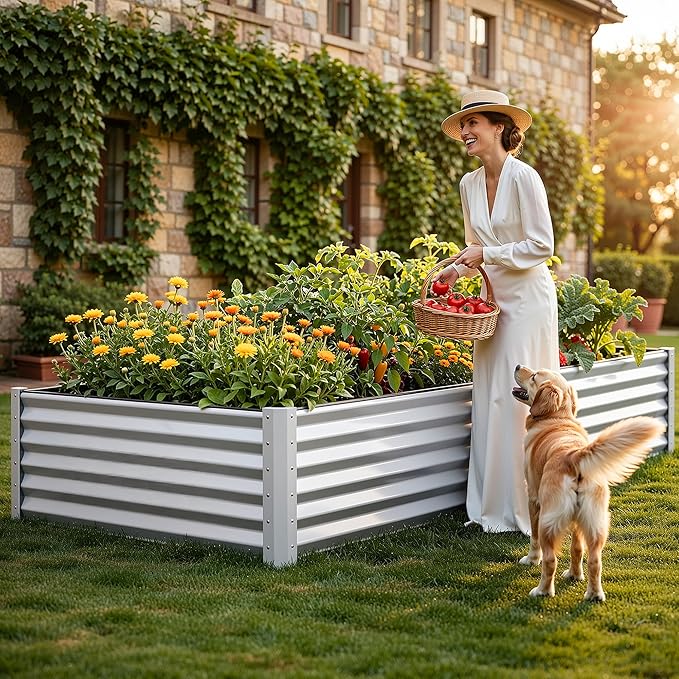 YITAHOME 8x4x1.5ft 2pcs Large Raised Garden Bed Kit, Galvanized Metal Planter - Image 3
