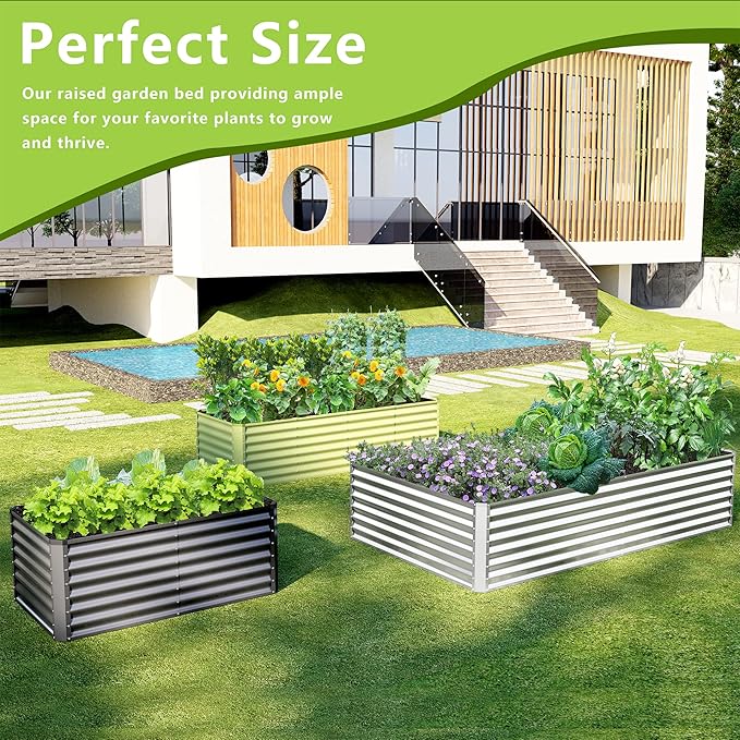 8x4x2FT Galvanized Raised Garden Bed, Galvanized Planter Boxes Outdoor - Image 7