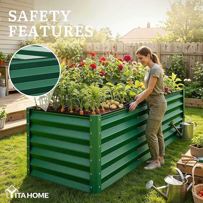 YITAHOME 8x4x3ft Large Raised Garden Bed Kit, Galvanized Metal Planter Box - Image 6