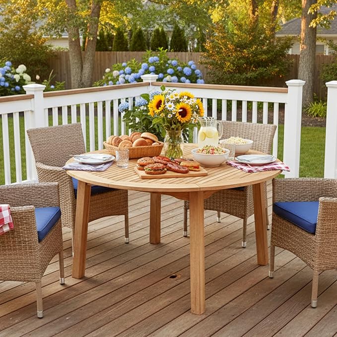 Tangkula 53" Round Outdoor Dining Table - Image 4