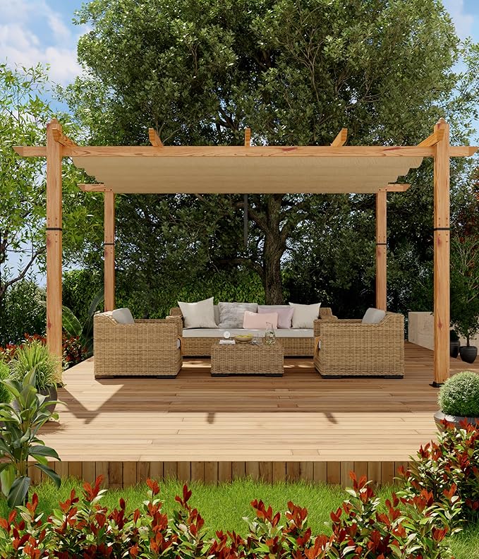 GarveeLife 10 x 13 ft Wood-Grain Outdoor Pergola - Image 2