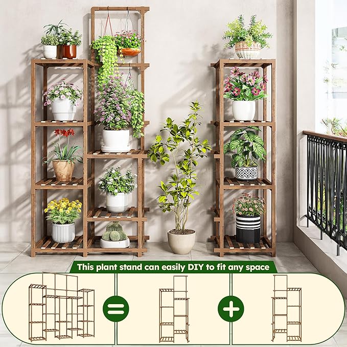 EnHomee Plant Stand Indoor Wood Plant Stand Outdoor Tiered Plant Shelf - Image 5