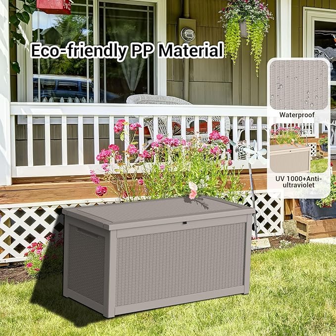 DRATO 320 Gallon Deck Box, Outdoor Large Waterproof Resin Storage Box - Image 4