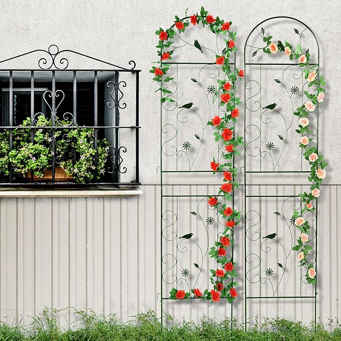 Metal Garden Trellis for Climbing Plants, 86.5" x 19.7" Metal Plant Trellis - Image 6