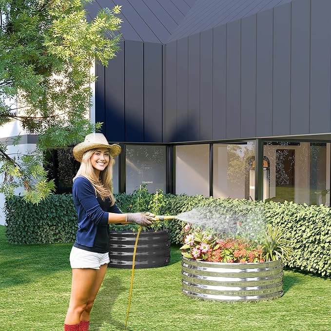 2x2x1.3FT Galvanized Raised Garden Bed Kit, Vegetable Boxes-Round Metal Flower - Image 6