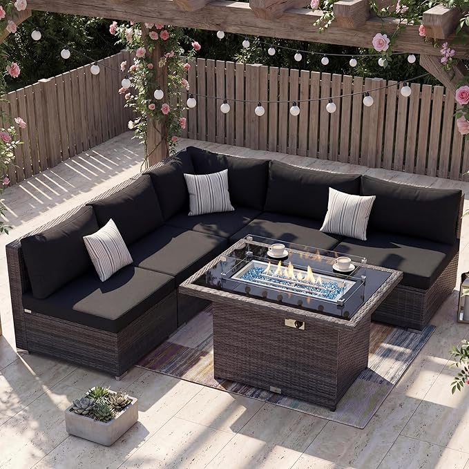 NICESOUL 6 Piece Modern L-Shaped Outdoor Sectional - Image 2