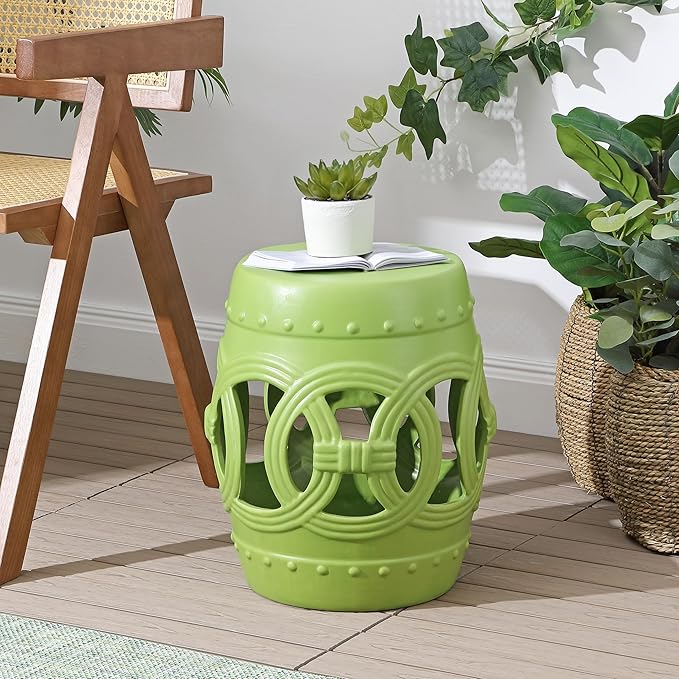 JONATHAN Y TBL1022H Lucky Coins 16" Chinese Ceramic Drum Indoor/Outdoor Garden - Image 2