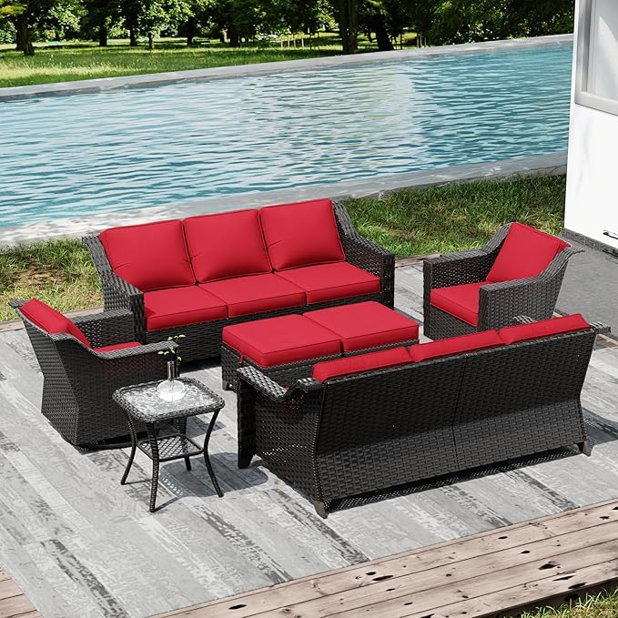 Joyside Wicker Patio Furniture Sets, 7 Pieces Upgraded Large Size Outdoor - Image 7