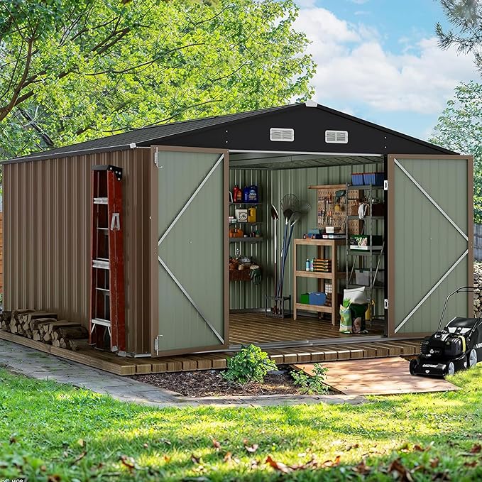 Devoko 10 x 10 FT Outdoor Storage Shed, Metal Garden Sheds & Outdoor Storage by DEVOKO