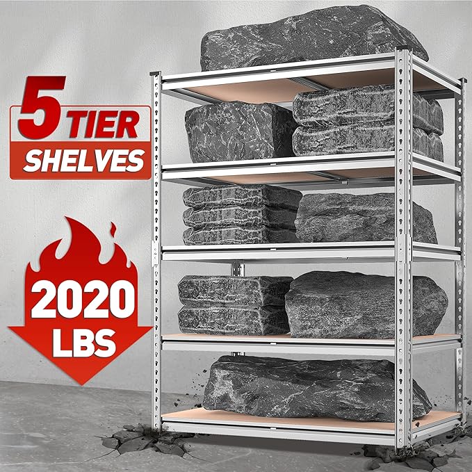 REIBII 2020LBS Garage Shelving Heavy Duty 5 Tier Storage Shelves Adjustable - Image 4