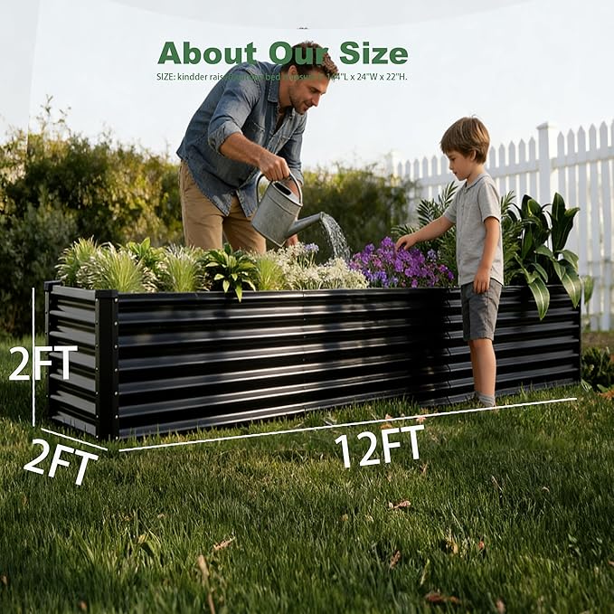 12x2x2ft Raised Garden Beds Outdoor Kit, Galvanized Planter Garden Boxes Outdoor - Image 4