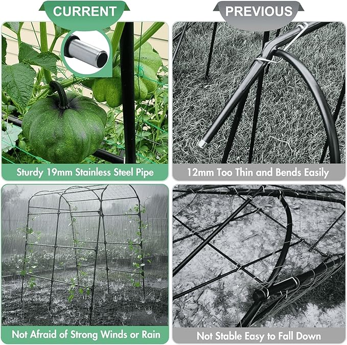 Garden Trellis Arch 7FT PP-Coated Stainless Steel Metal Extra Tall Cucumber - Image 6