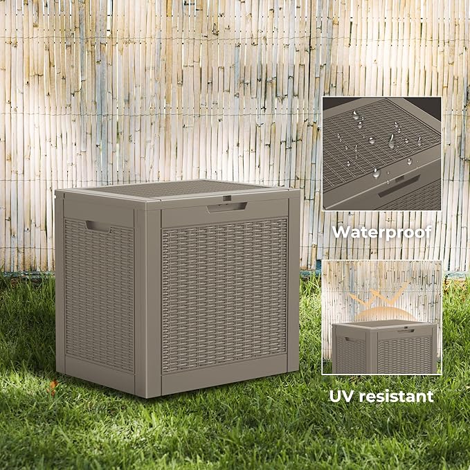 DRATO 34 Gallon Deck Boxes Resin Outdoor Storage Box UV Resistant Outside Deck - Image 5