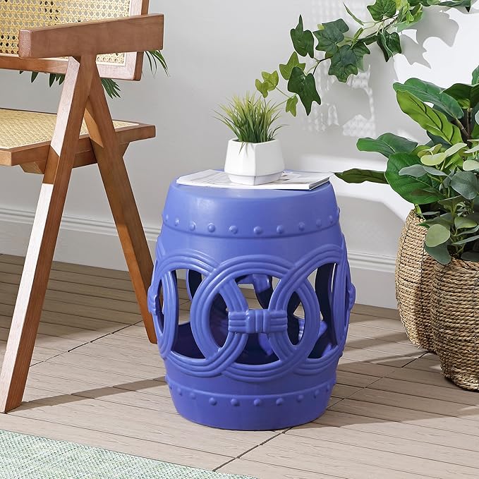 JONATHAN Y TBL1022D Lucky Coins 16" Chinese Ceramic Drum Indoor/Outdoor Garden - Image 2