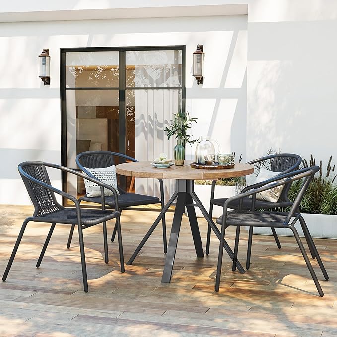 Amopatio Outdoor Dining Chairs Set of 4, Stackable Patio Chairs, Rattan Wicker - Image 2