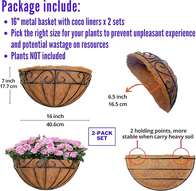 LaLaGreen 16 Inch Wall Hanging Planters - Image 2
