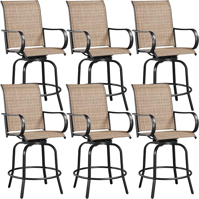 Yaheetech Patio Swivel Bar Stools Outdoor Chairs Set of 6 Outdoor High Bistro by Yaheetech