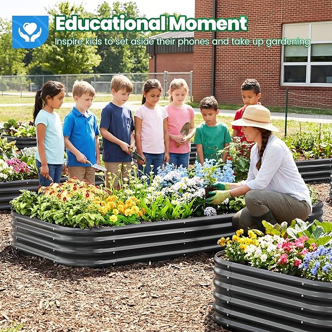 Quictent Galvanized Raised Garden Bed Kit, Strengthened by Crossbar, Dark Gray - Image 3